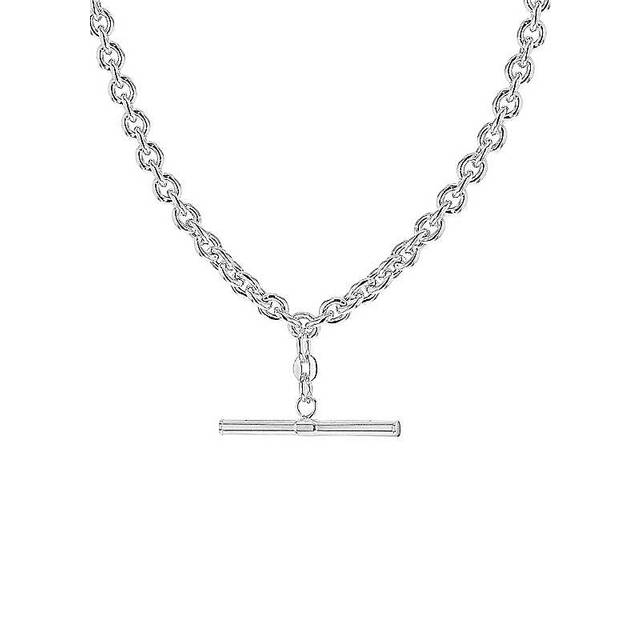 Tuscany Silver Sterling T-Bar Belcher Chain Albert-Clasp Necklace