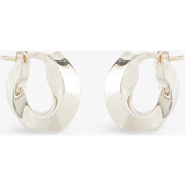 Bottega Veneta Womens Silver Wave Triangle Hoop Earrings 2.5cm - SILVER