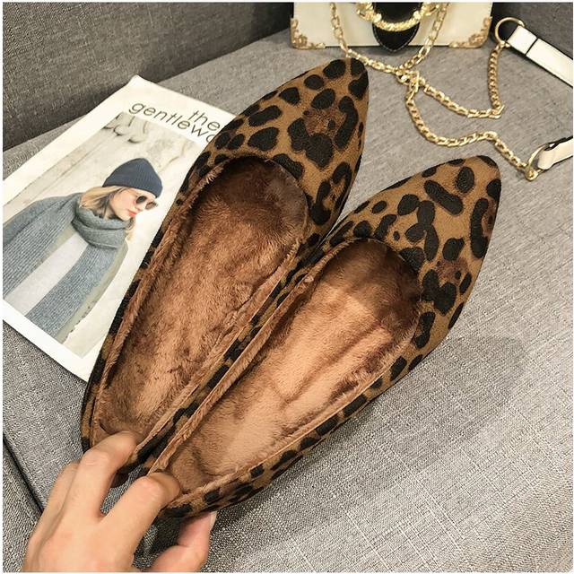 (a-Brown 5) Pointed Toe Ballet Flats Large Size New High Quality Basic Leopard Print Shoes women's Flat Shoes Fashion Plus Size