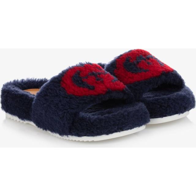 Gucci Blue Faux Fur Logo Sliders - 31