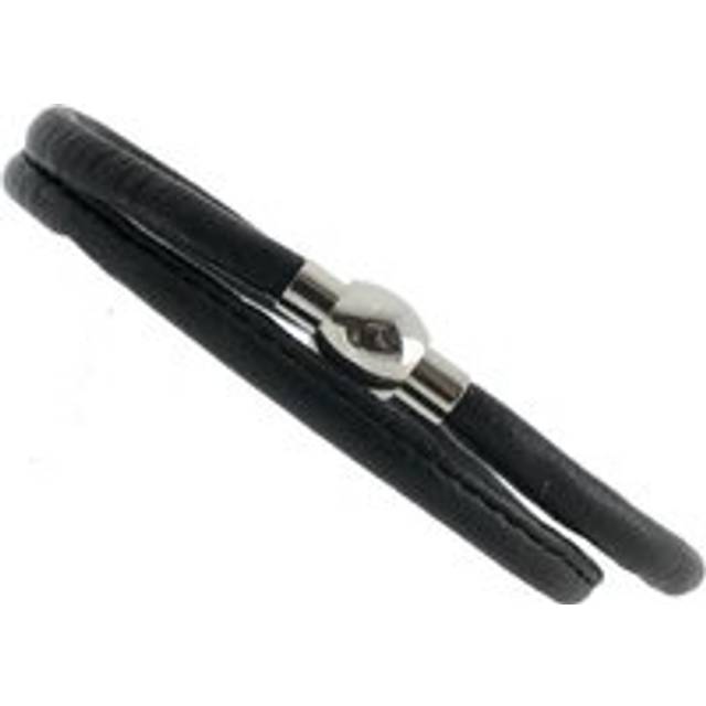 Sterling Silver Leather Magnetic Charm Bracelet - Silver