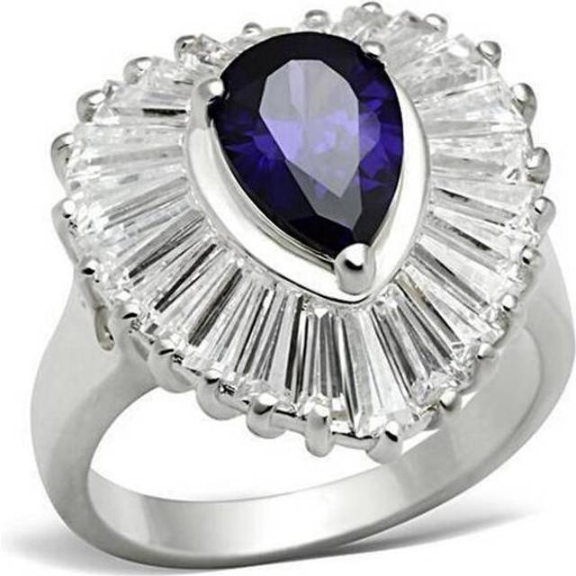 Alamode SS004-8 Silver 925 Sterling Silver Ring with AAA Grade CZ, Tanzanite - Size 8