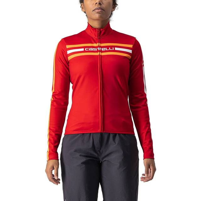 Castelli Unlimited Thermal Womens Long Sleeve Cycling Jersey - Dark Red