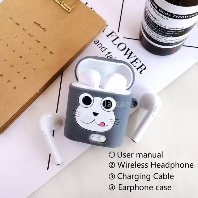 (a-grey cat) TWS Bluetooth Earphone For All Smart Phone Sport Earphones Stereo Earbud Wireless Headphones In-ear
