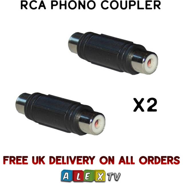 2 x RCA Phono Coupler Joiner Female Plug AV Audio Video Connector Adaptor