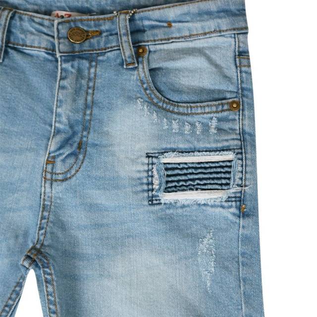 (13 Years) Kids Boys Shorts Denim Ripped Light Blue Chino Bermuda Jeans Short Knee Length