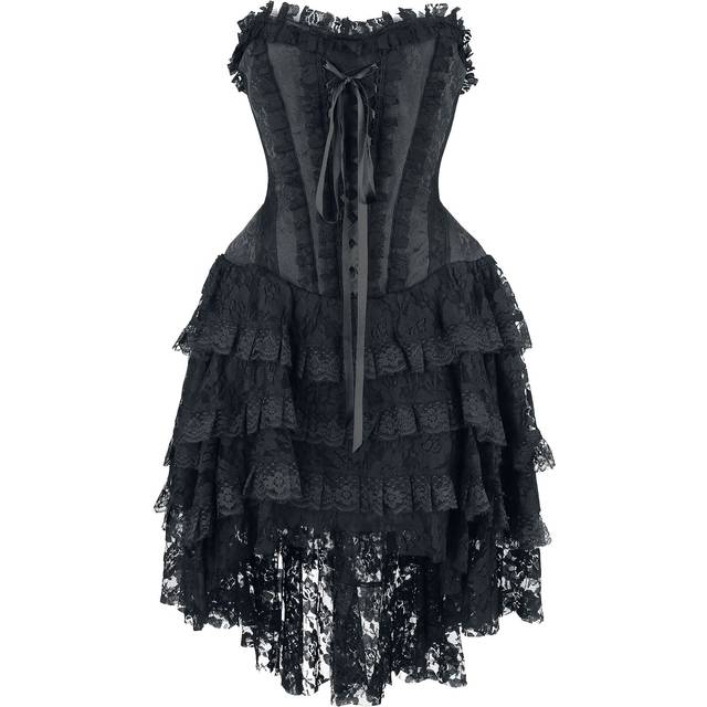 Gothicana by EMP - Gothic Short dress - Elaborate Gothic Dress with Corset and Shorter-Front Skirt - M to XXL - for Women - black
