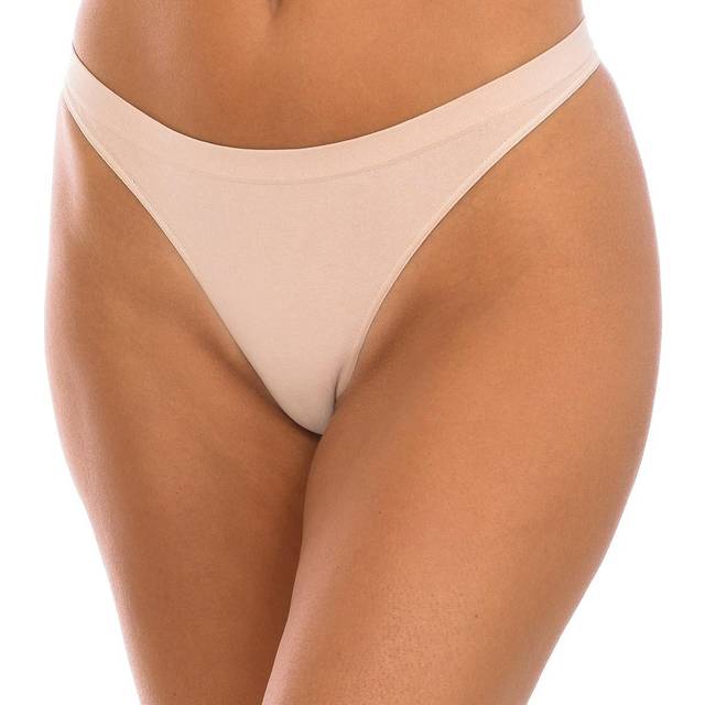 Marie Claire Womens Essential cotton and fiber seamless thong 94405 woman - Beige - Size Large