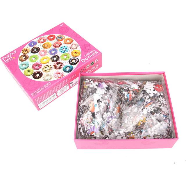 (Delicious Doughnuts) 1000Pcs DIY Colorful Arc National Flag Delicious Doughnuts Jigsaw Puzzle Suitable for Teenagers and Adults