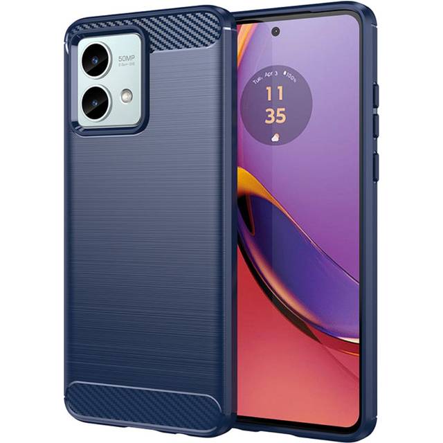 Motorola Moto G84 Brushed Carbon Plast Skal - Blå