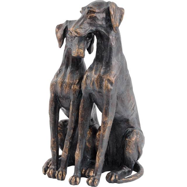 Antique Bronze Pup Sculpture - Stone/Polyresin - L14.7 x W17 x H29 cm - Bronze