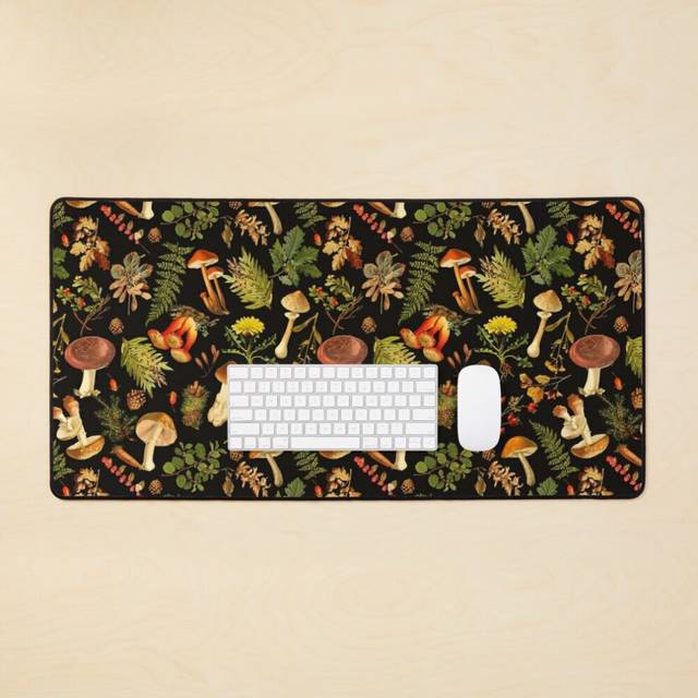 Desk Mat Thanksgiving Mushrooms Harvest  Large Gaming Mouse Pad 35x16 inch