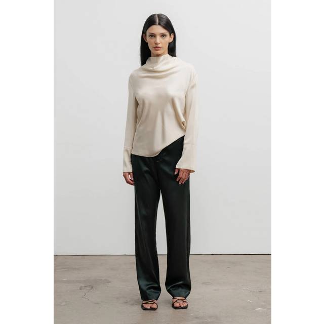 Ahlvar Gallery, Blusar & Skjortor , Dam, XS, Sidenskjorta med vattenfall hals - beige (XS)