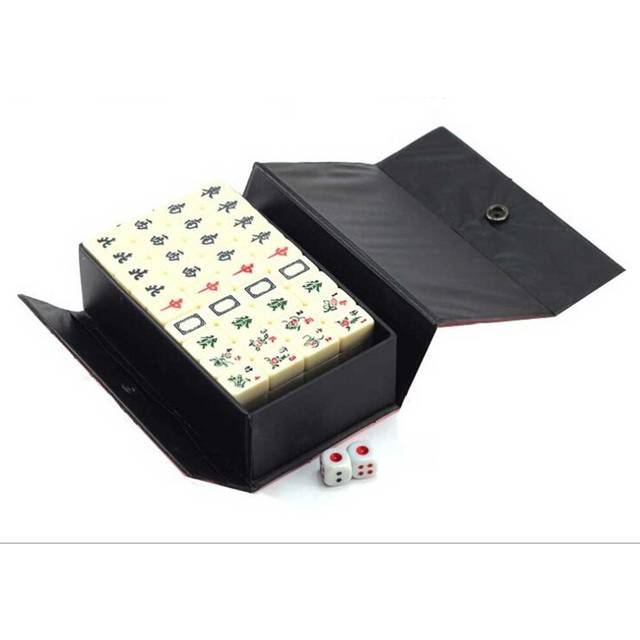 Entertainment Fun Family Board Games Gfits Top 144 Tiles Portable Chinese MahJong Rare Game Set Retro Mah-Jong + Custom Fit Box