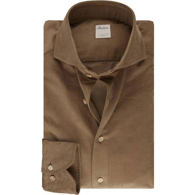 Stenströms, Casual Shirts, male, Brown, L, Casual Corduroy Shirt with Mother of Pearl Buttons