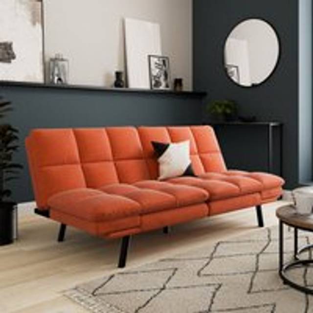 Luis Soft Chenille Clic Clac Double Sofa Bed - Burnt Orange