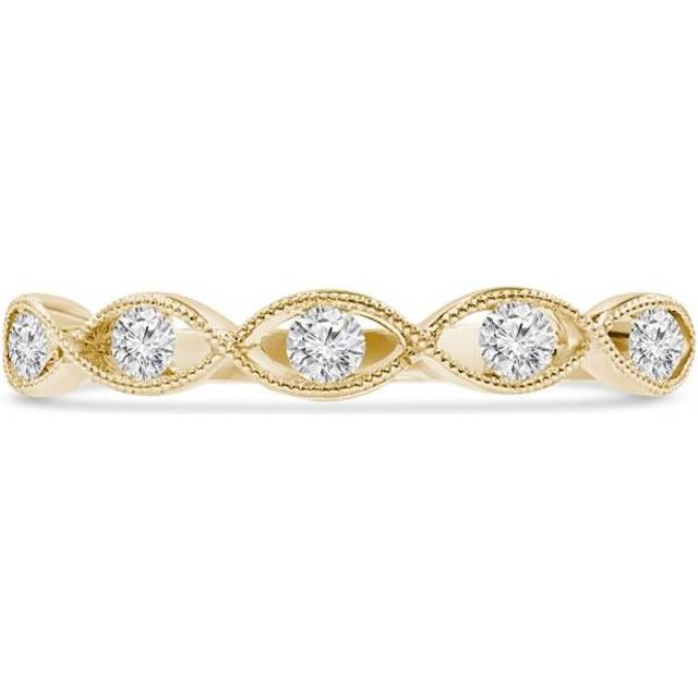 0.2 CTW Round Diamond Vintage Twisted Semi-Eternity Ring in 14K Yellow Gold - Size 5