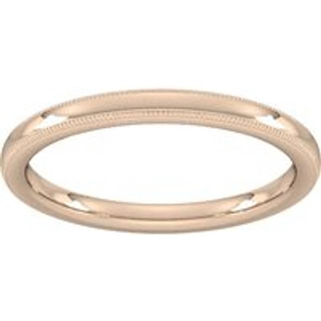 2mm Slight Court Extra Heavy Milgrain Edge Wedding Ring In 9 Carat Rose Gold - Ring Size U