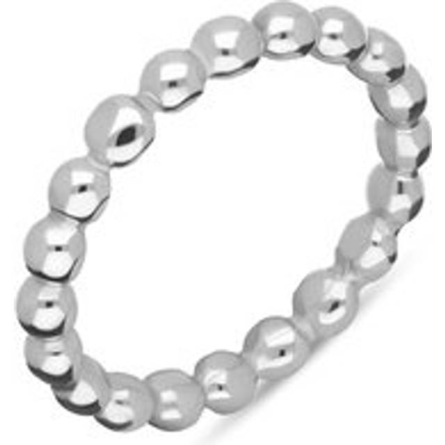 9ct White Gold Stepping Stones Beaded Stacking Ring