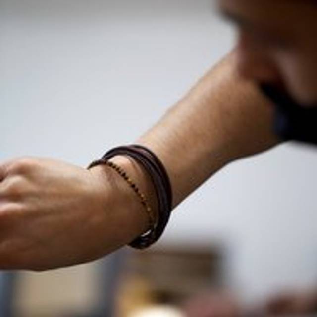 Men's Leather and Tiger Eye Bead Bracelet - brown/orange