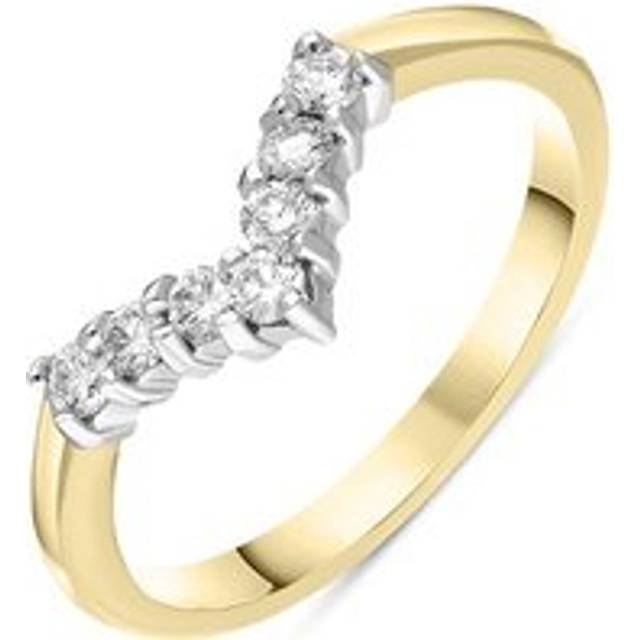 18ct Yellow Gold 0.27ct Diamond Seven Stone Wishbone Ring