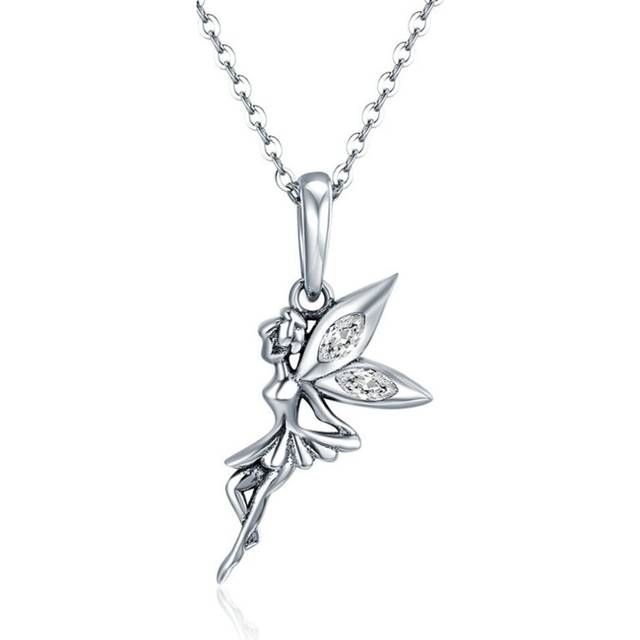 Silver plating Flower Fairy Long Necklace Women Pendant Necklace Jewelry