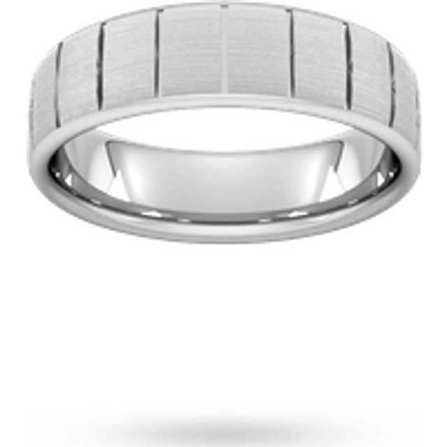 5mm Traditional Court Heavy Vertical Lines Wedding Ring In Platinum - Ring Size Q