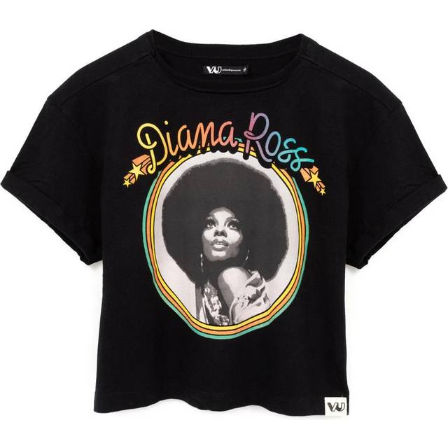 (XXL, Black/White) Diana Ross Womens/Ladies Crop T-Shirt