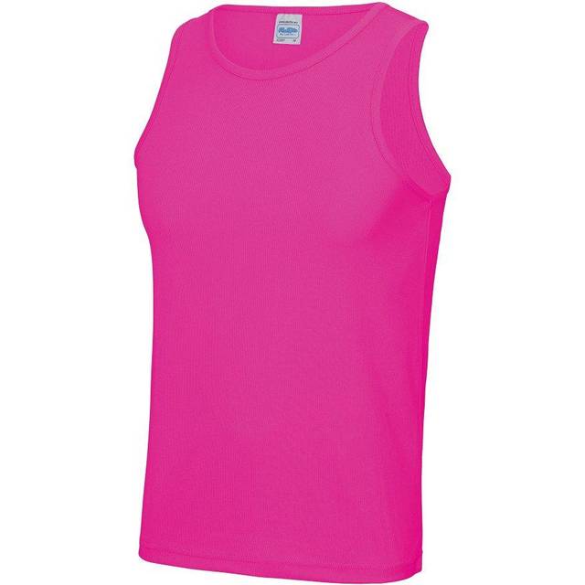(M, Electric Pink) AWDis Just Cool Mens Sports Gym Plain Tank / Vest Top