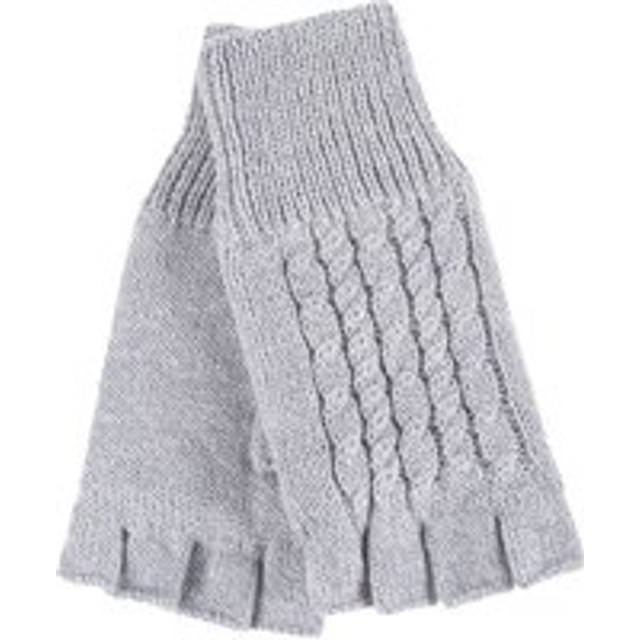 Heat Holders Womens - Ladies Cable Knitted Winter Thermal Fingerless Gloves - Grey - One Size