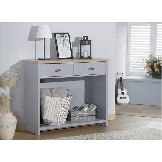(Grey) Wooden Console Hall Table Available in Grey/Oak or White/Oak