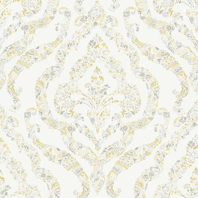 A street prints featherton damask yellow grey wallpaper paste the wall modern