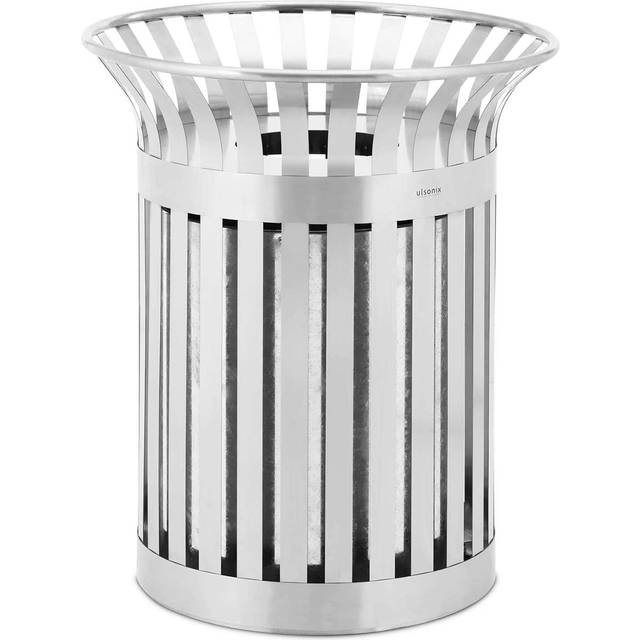 Rubbish Bin Round Wide Insert Stainless Steel / Galvanised Steel Silver 90 l