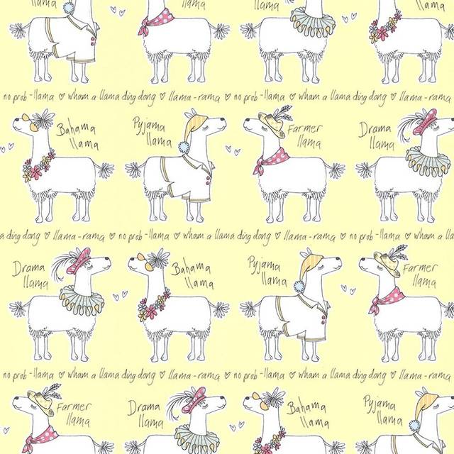 Belgravia llama rama cartoon yellow childrens bedroom nursery wallpaper 9732