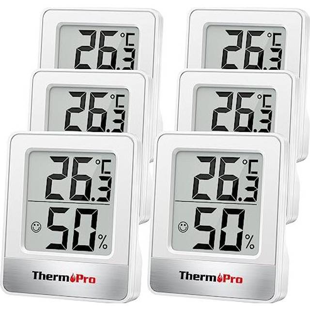 TP49 Digital Room Thermometer Indoor Hygrometer Mini Temperature Monitor Humidity Meter for Home Office Air Comfort Thermo Hygrometer, 6 Pieces