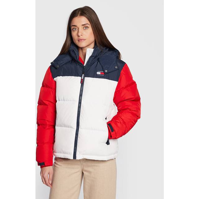Tommy Jeans, Jacka, Dam, M, Polyester, Återvunnen Parka Mode Logo Vit - multicolor (M)