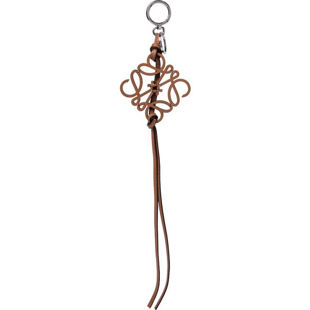 Loewe Womens Tan Anagram Leather Keyring Charm - TAN