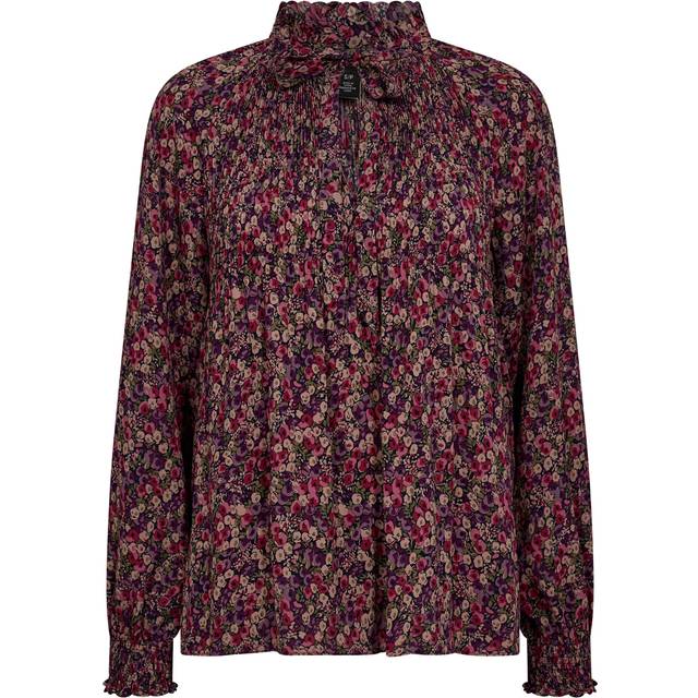 LAUREN RALPH LAUREN Floral Pleated Georgette Tie-Neck Blouse |Rosa |XS