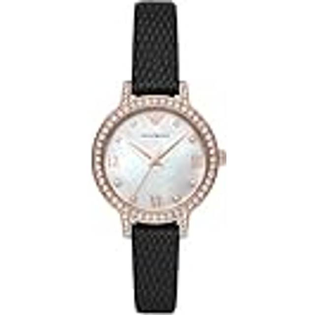 Emporio Armani Watches Ladies&apos; Black Leather Cleo Watch