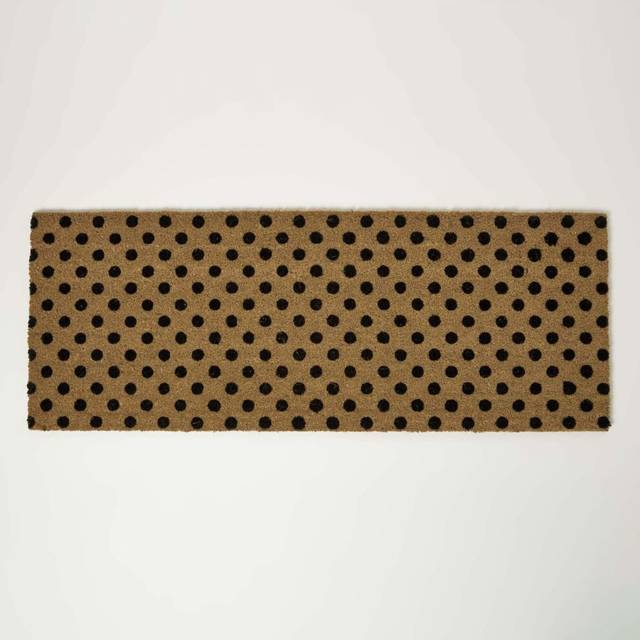 Homescapes Spotted Coir Double Door Mat Runner 120 x 45 cm - Brown