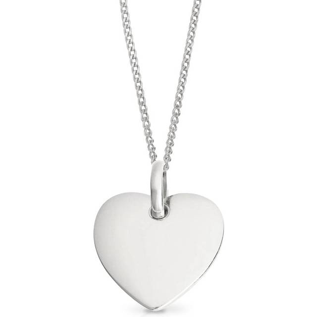 John Greed Signature Silver Heart Tag Necklace For Women - silver