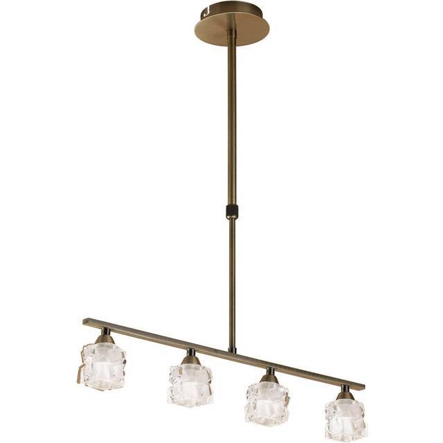 Mantra M1867 Ice Linear Pendant 4 Light G9 ECO Bar Antique Brass