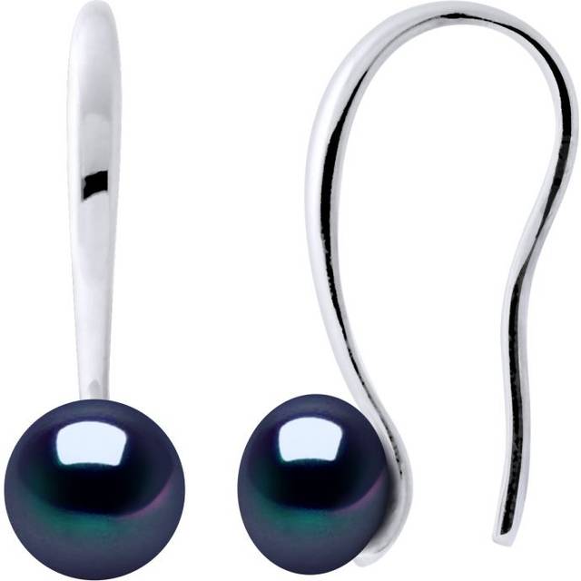 Diadema Womens - Earrings Real Freshwater Pearls - Black Tahitian Style Silver - One Size