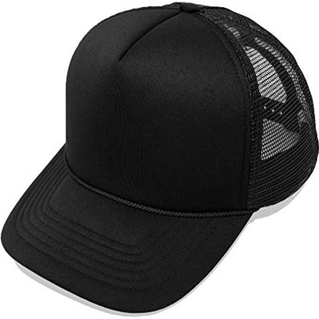 DALIX Plain Trucker Hat Mesh Cap in Black