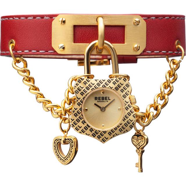 Seagate Gold Dial Leather Watch - Red - One Size