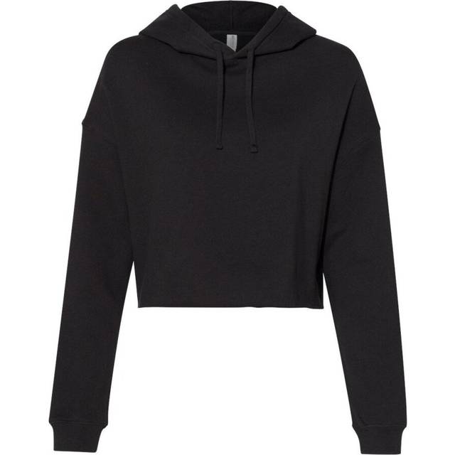 (S, Black) Independent Trading Co. Womens Lightweight Crop Hooded Sweatshirt