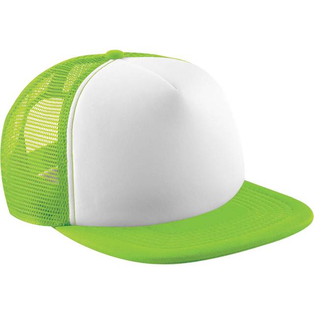 (One Size, Lime Green/White) Beechfield Vintage Plain Snap-Back Trucker Cap