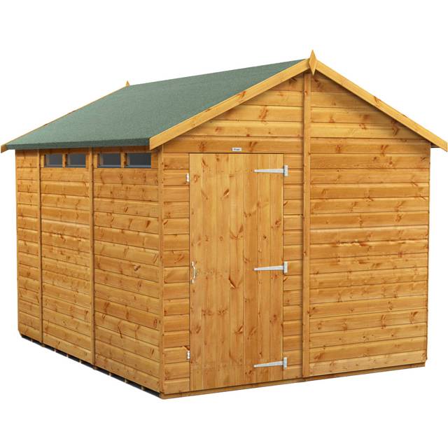 Powersheds Apex Roof Single Door Security Shed 10ft x 8ft - Golden Brown