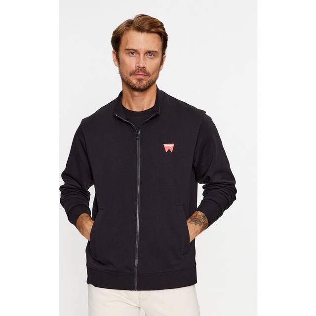 Wrangler Logo Zip Up Funnel Neck Sweatshirts Real Black