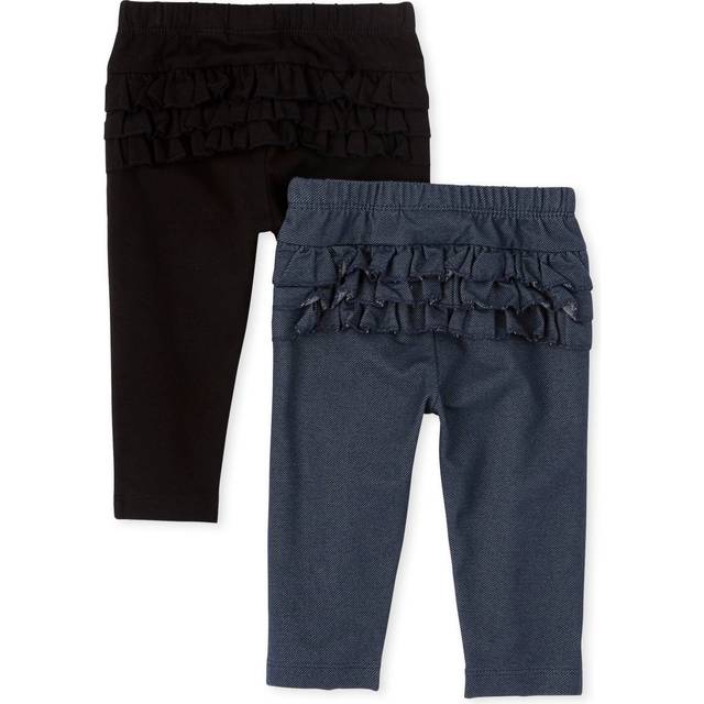 The Children's Place baby girls And Toddler Leggings Pants  Black/ True Indigo- 2 Pack  12-18 Months US